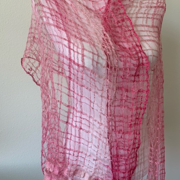 Pink Sheer Textured Scarf - Picture 1 of 6